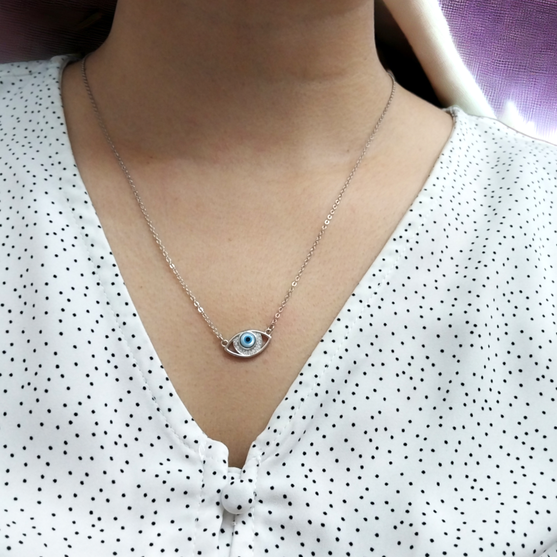 92.5 silver zircon evils eyes pendant chain| Allure Trinkets
