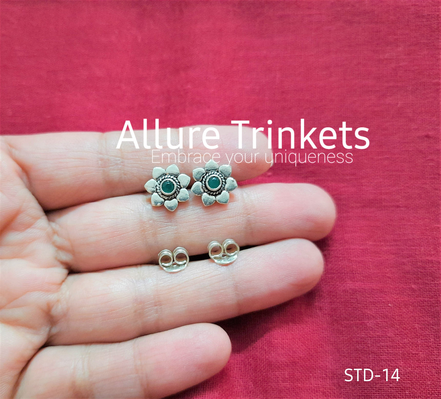 92.5 silver floral earrings