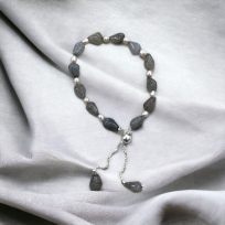 92.5 silver labradorite pearl bracelet