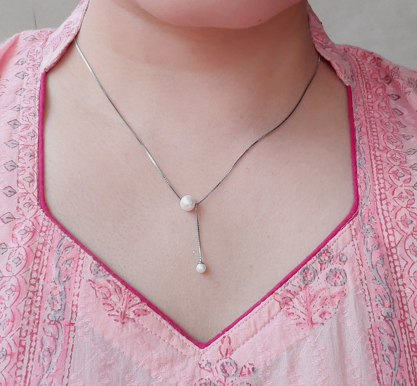 92.5 pure silver pearl pendant chain