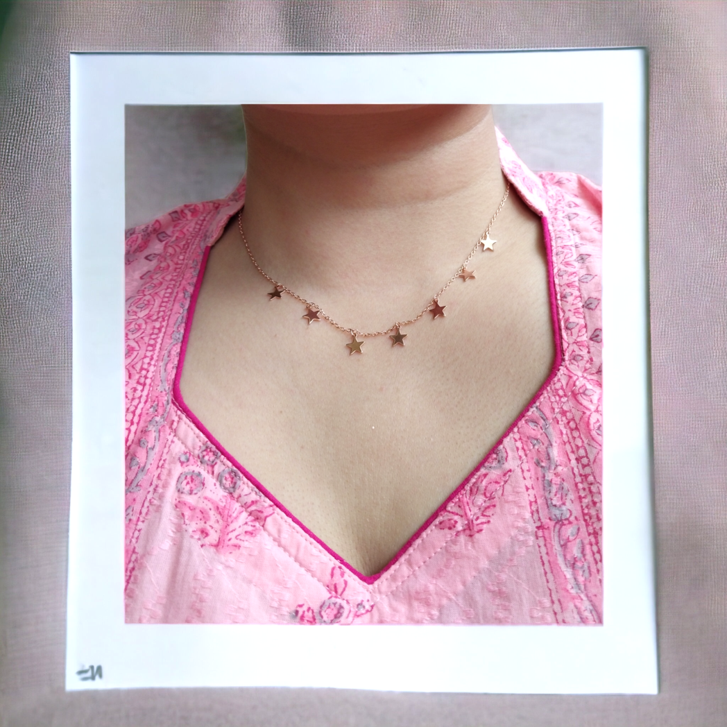 92.5 silver rose gold star pendant chain | Allure Trinkets
