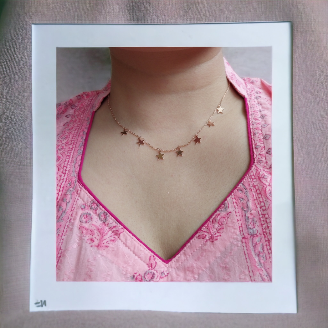 92.5 silver rose gold star pendant chain | Allure Trinkets