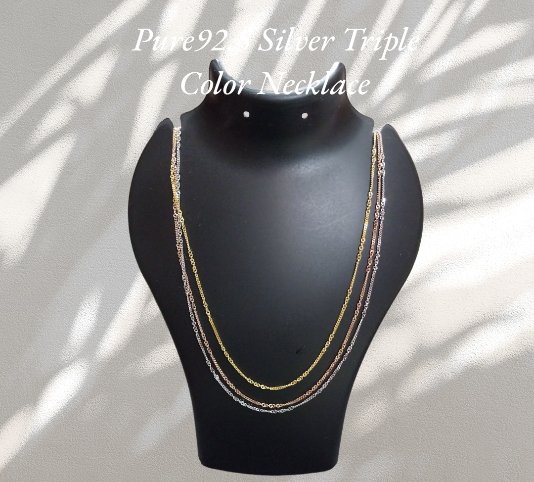 92.5 silver rose gold golden chain necklace