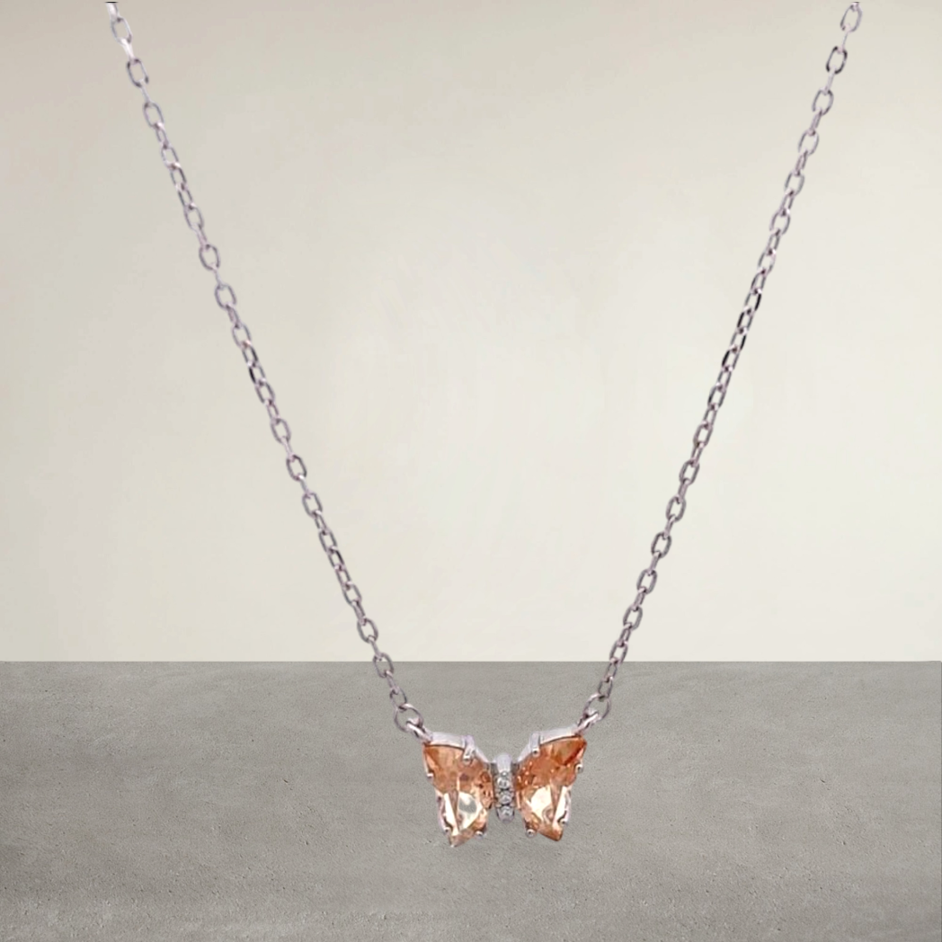 92.5 silver yellow butterfly pendant chain