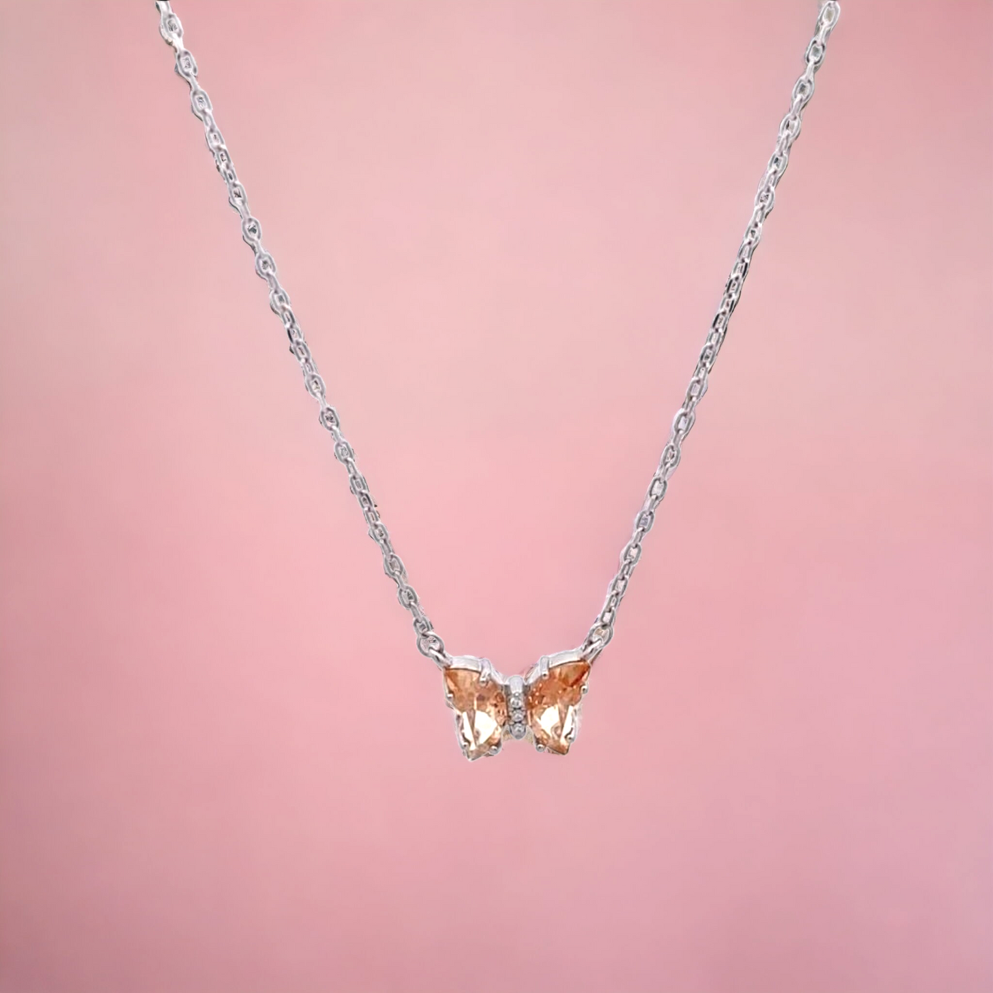 92.5 silver yellow butterfly pendant chain