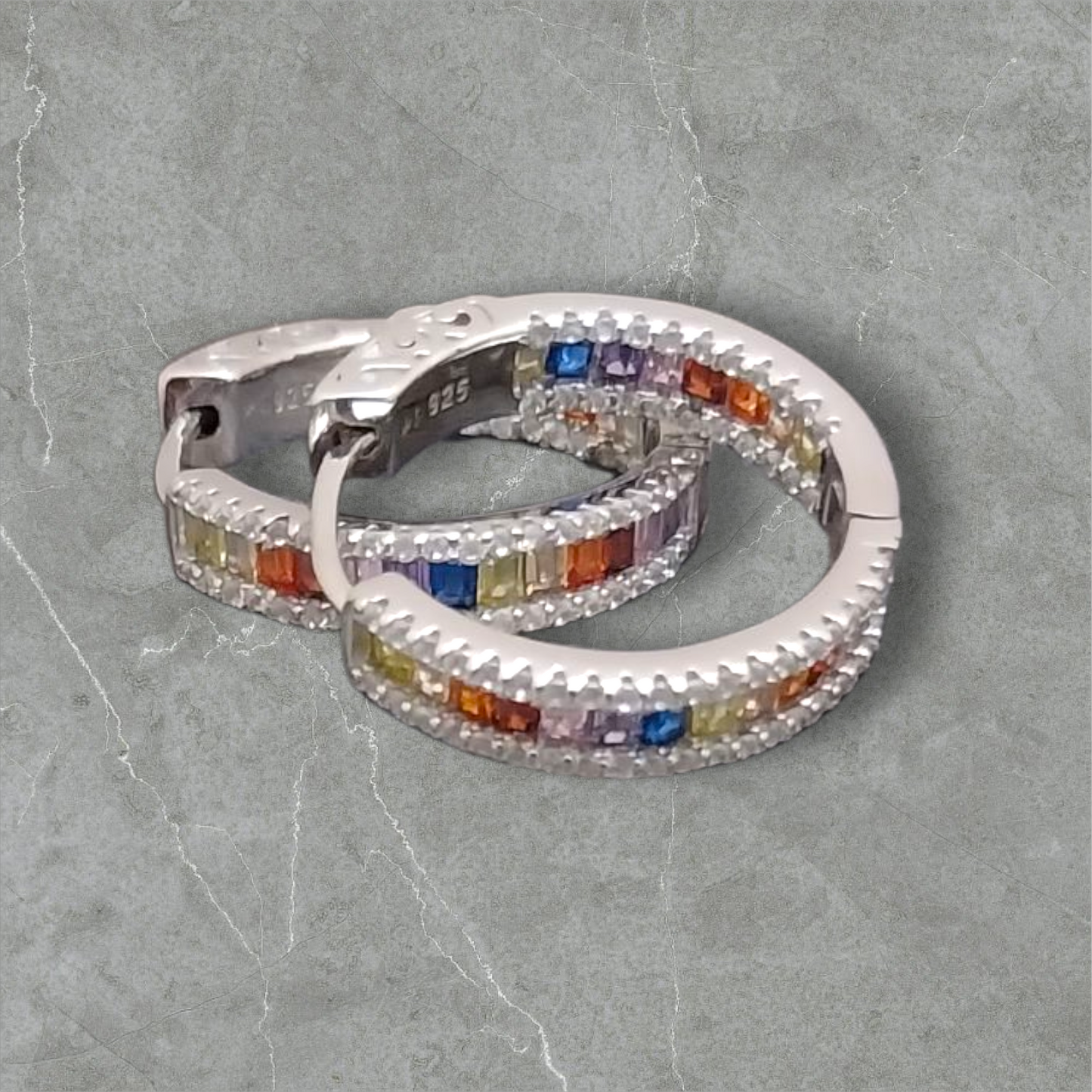 92.5 Silver Rainbow Hoops | AllureTrinkets