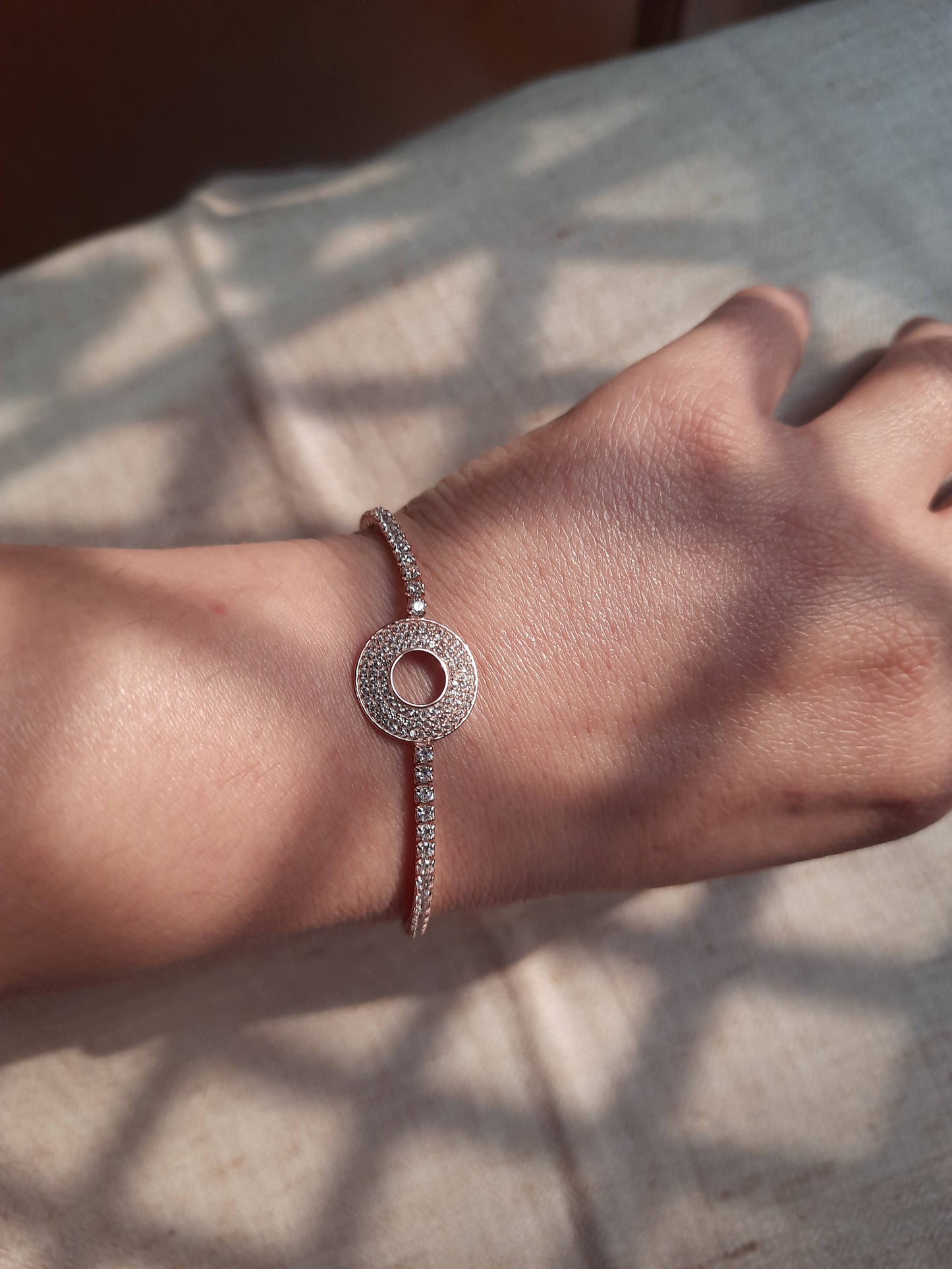 92.5 Silver Rose Gold Zircon Round Bracelet | Allure Trinkets