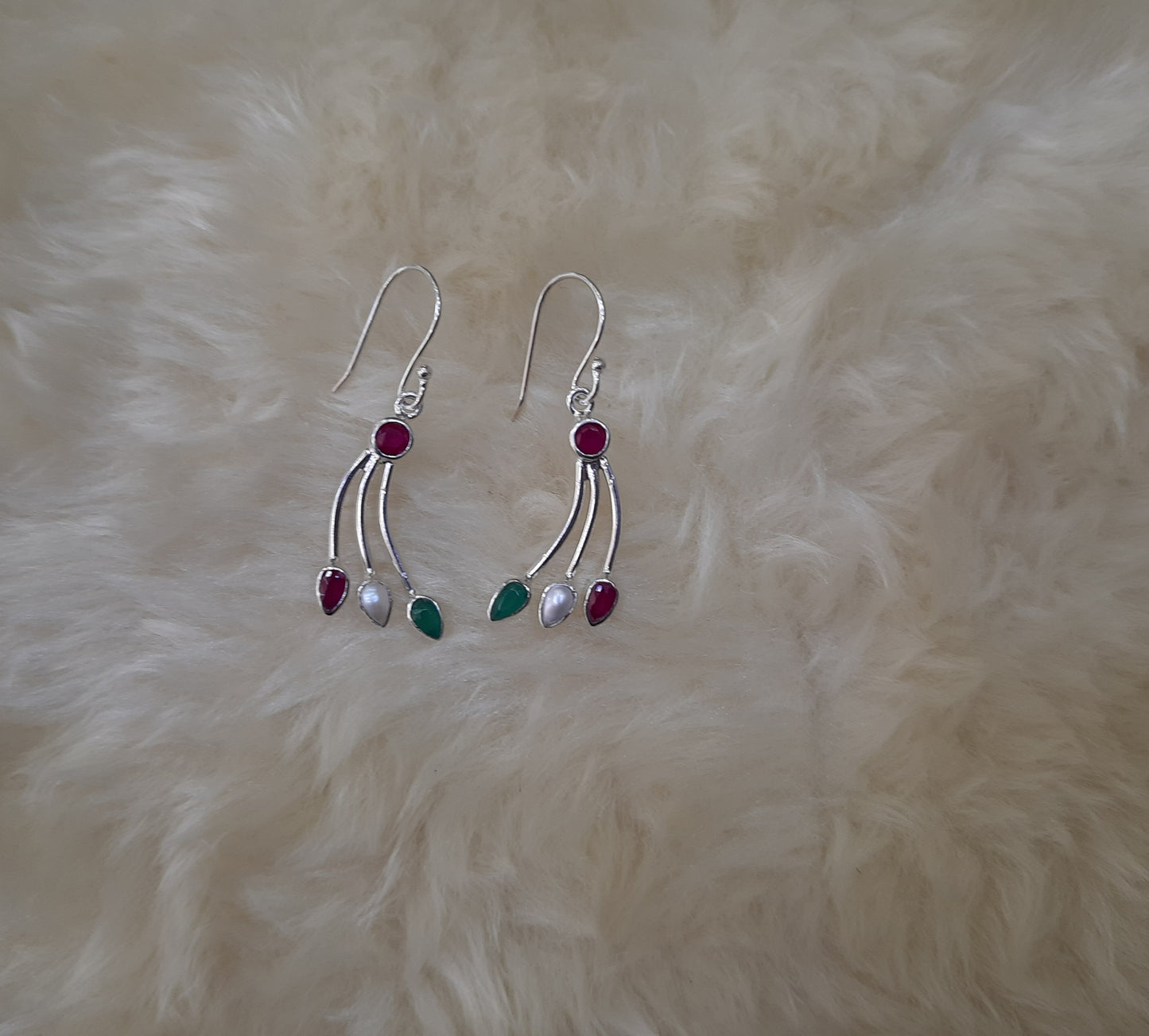 Hallmarked 92.5 Pure Silver Khushi Pearls Danglers