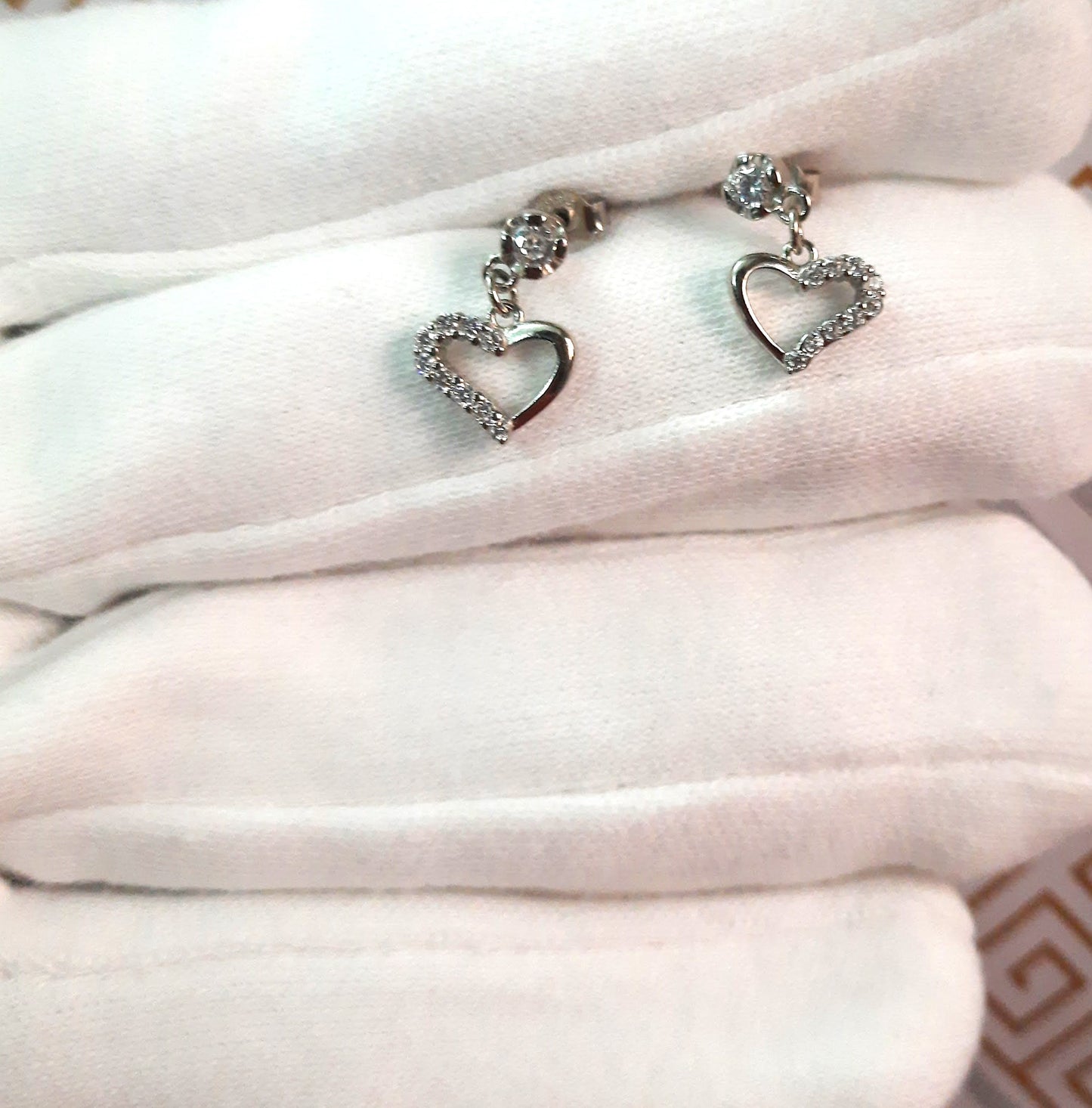 Hallmarked 92.5 Pure Silver AD Heart AnGel Valentine's Earings