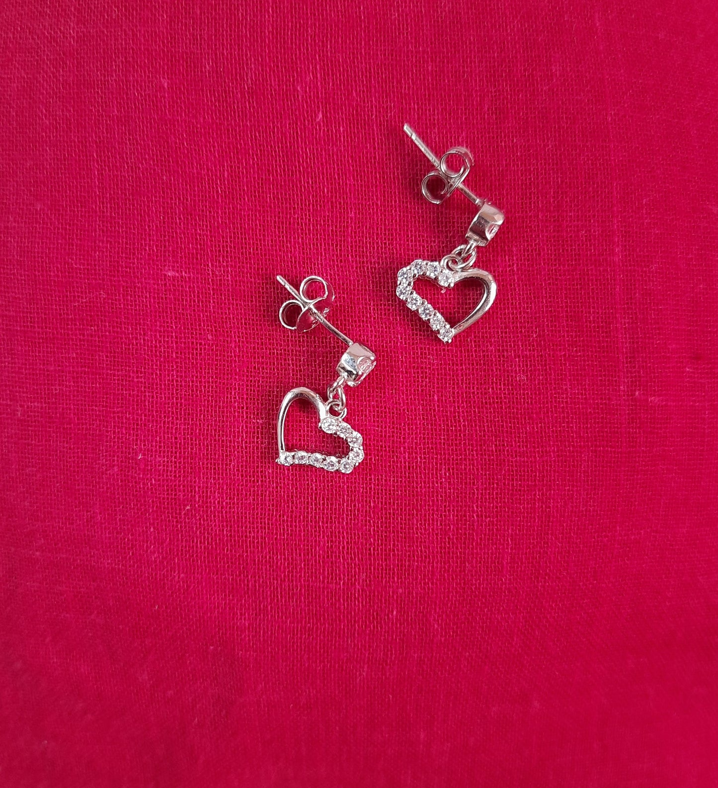 Hallmarked 92.5 Pure Silver AD Heart AnGel Valentine's Earings