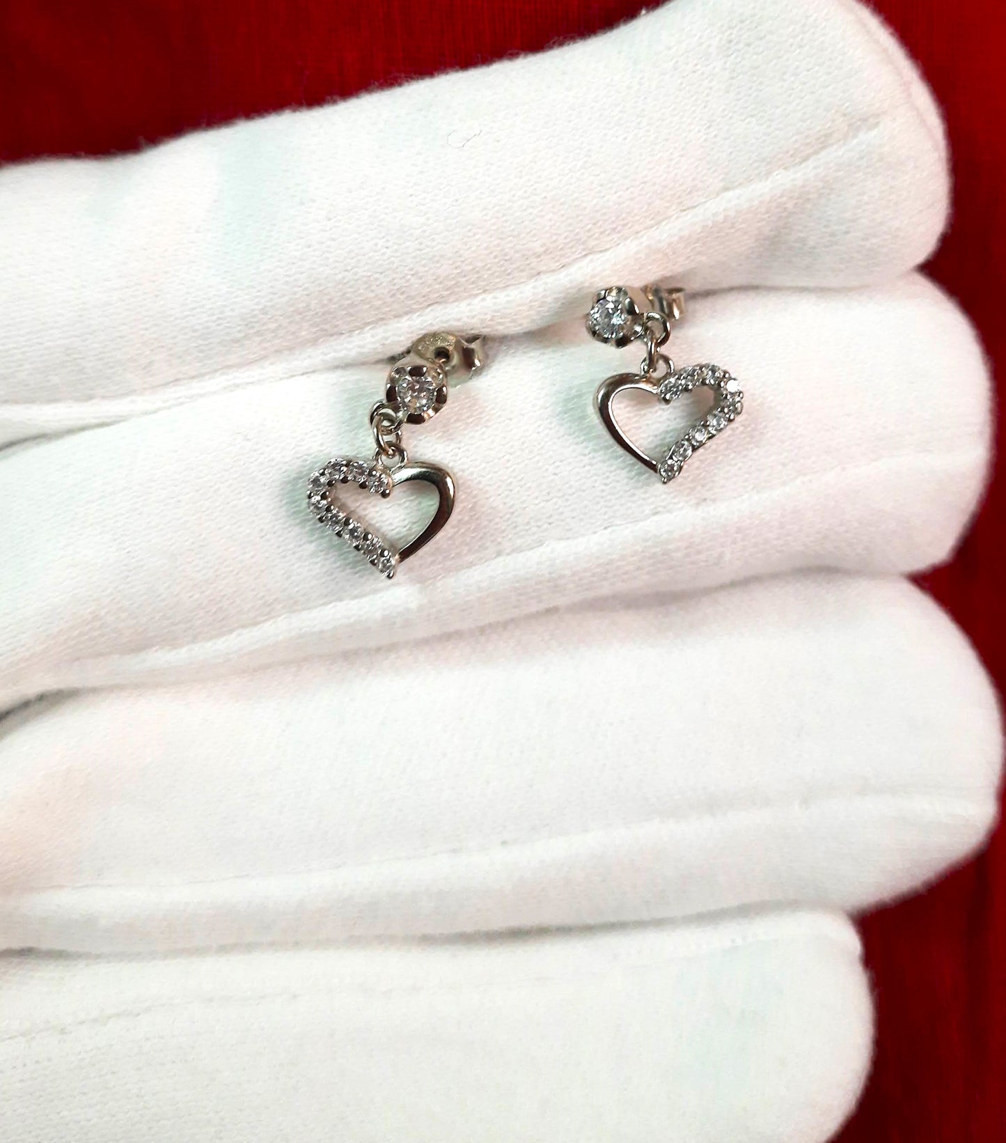Hallmarked 92.5 Pure Silver AD Heart AnGel Valentine's Earings