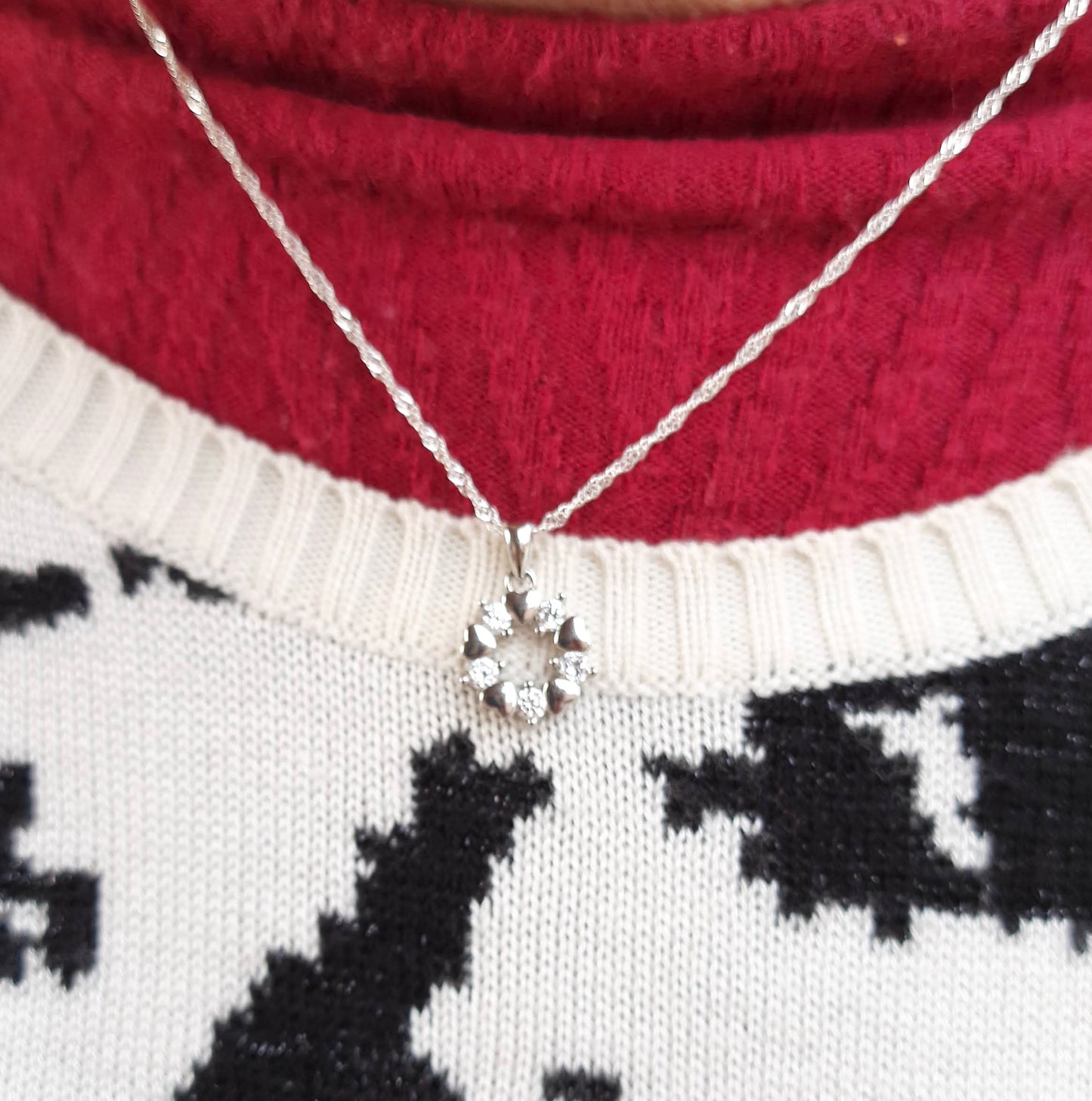Hallmarked 92.5 Pure Silver Nevaeh AD Heart Round Pendent Set