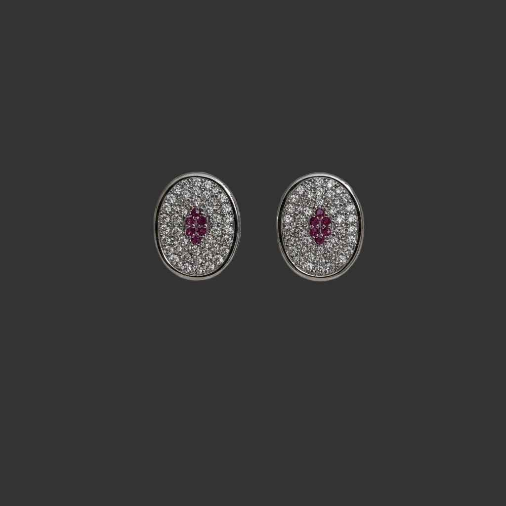 92.5 silver zircon pink oval earings | Allure Trinkets