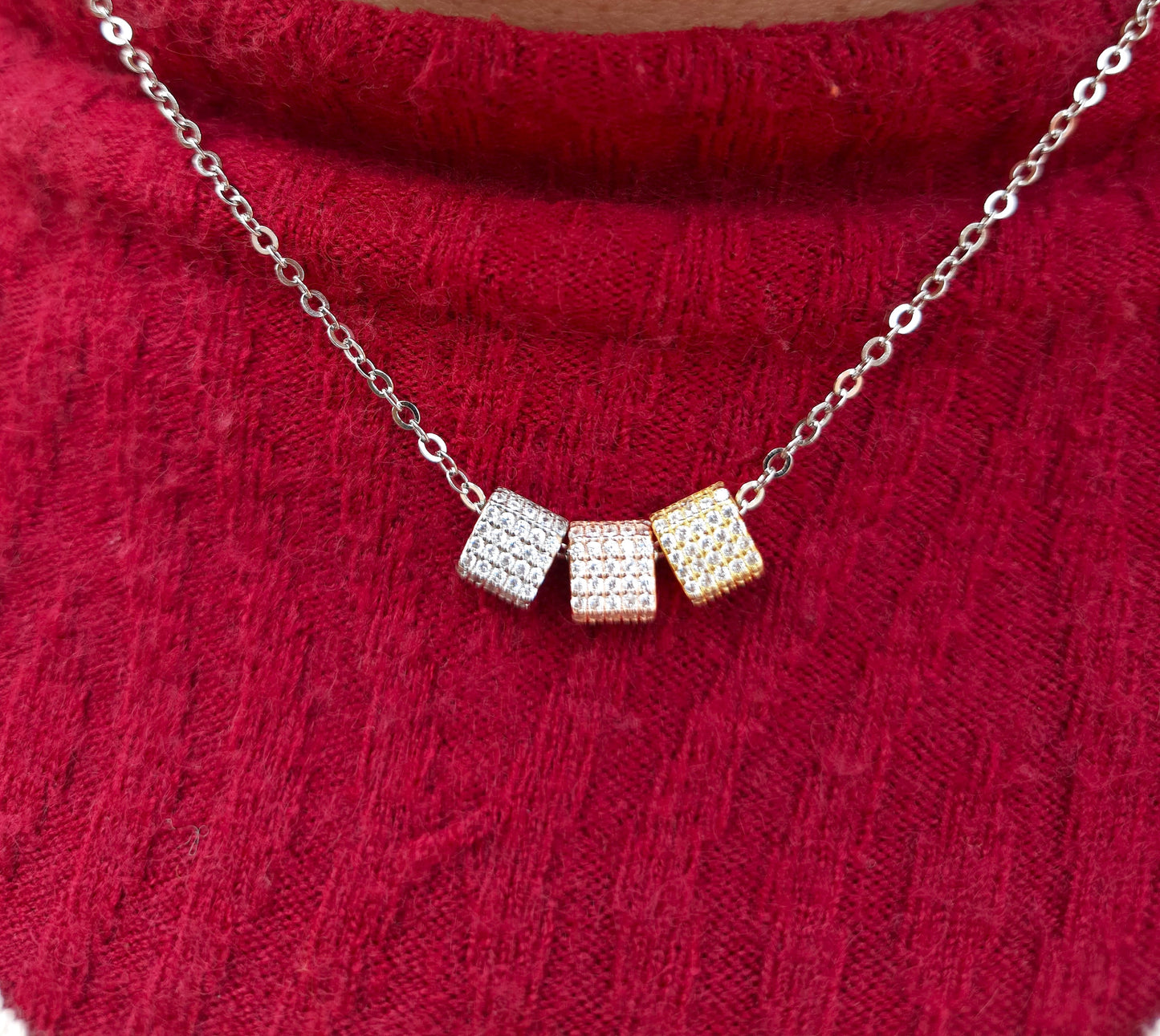 92.5 pure silver zircon pendant chain