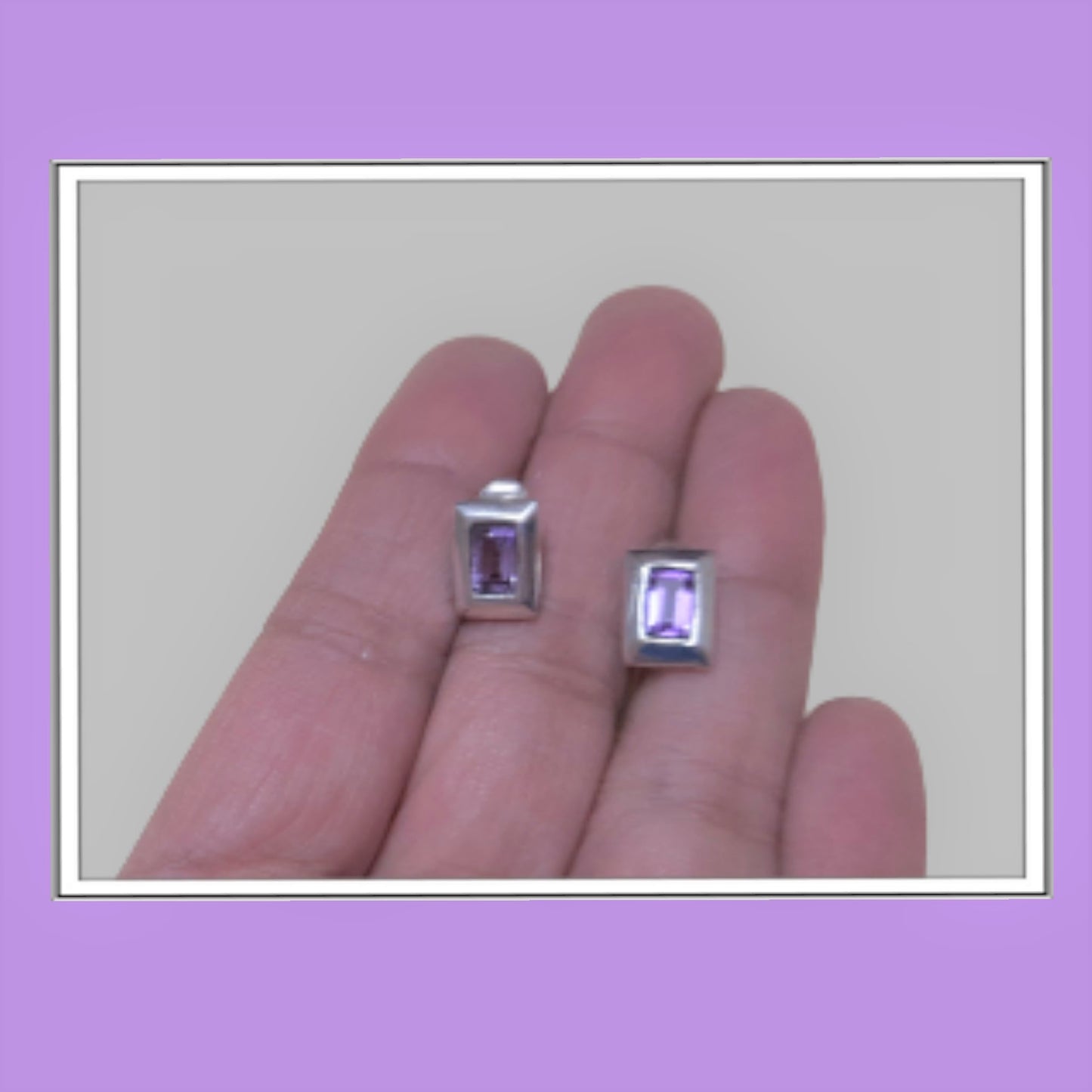 Hallmarked 92.5 Pure Silver Trina Purple Studs Earings