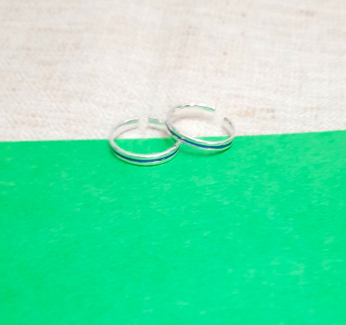 92.5 silver blue toe rings