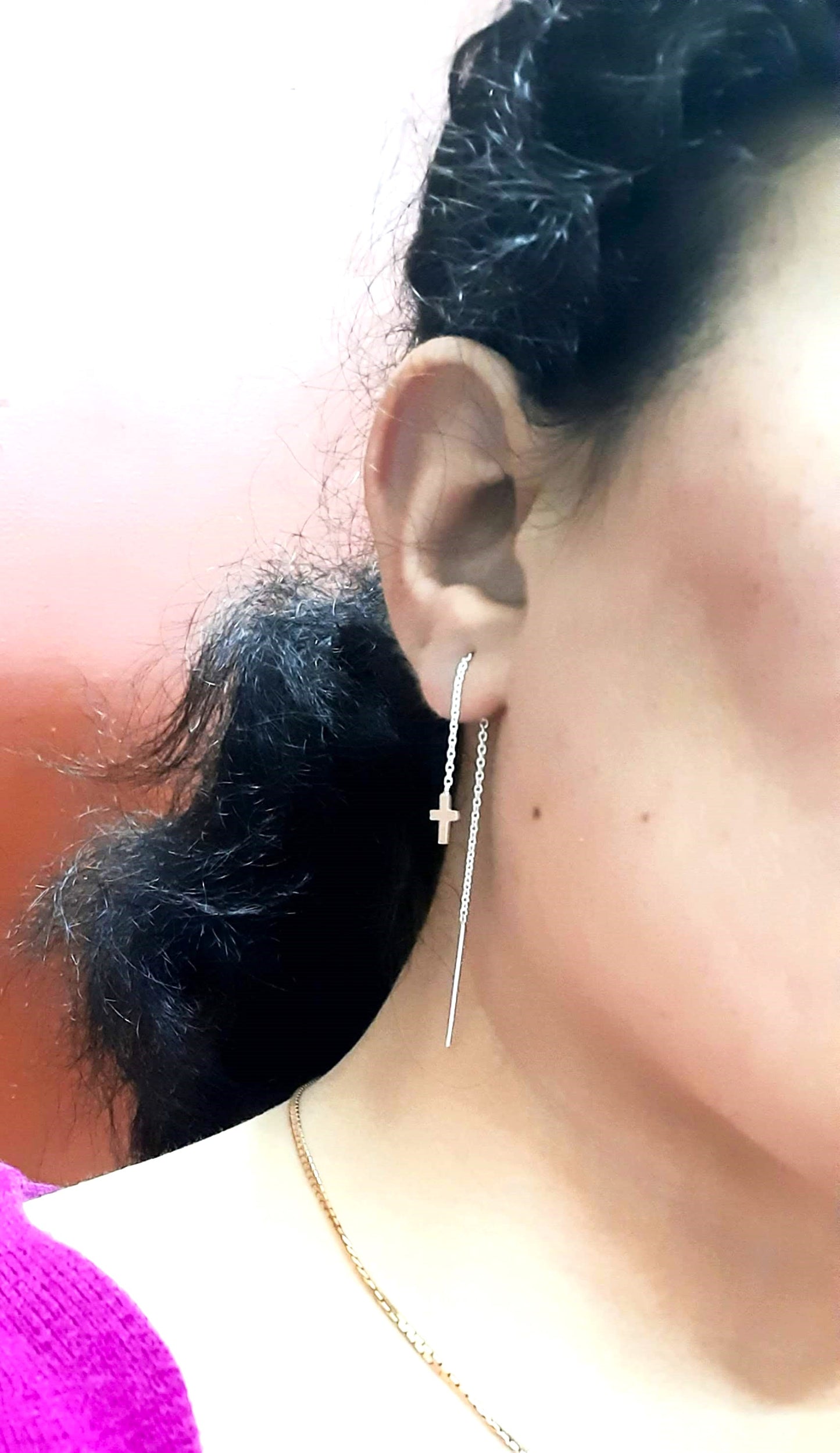 92.5 silver cross sui dhaga earings | Allure Trinkets
