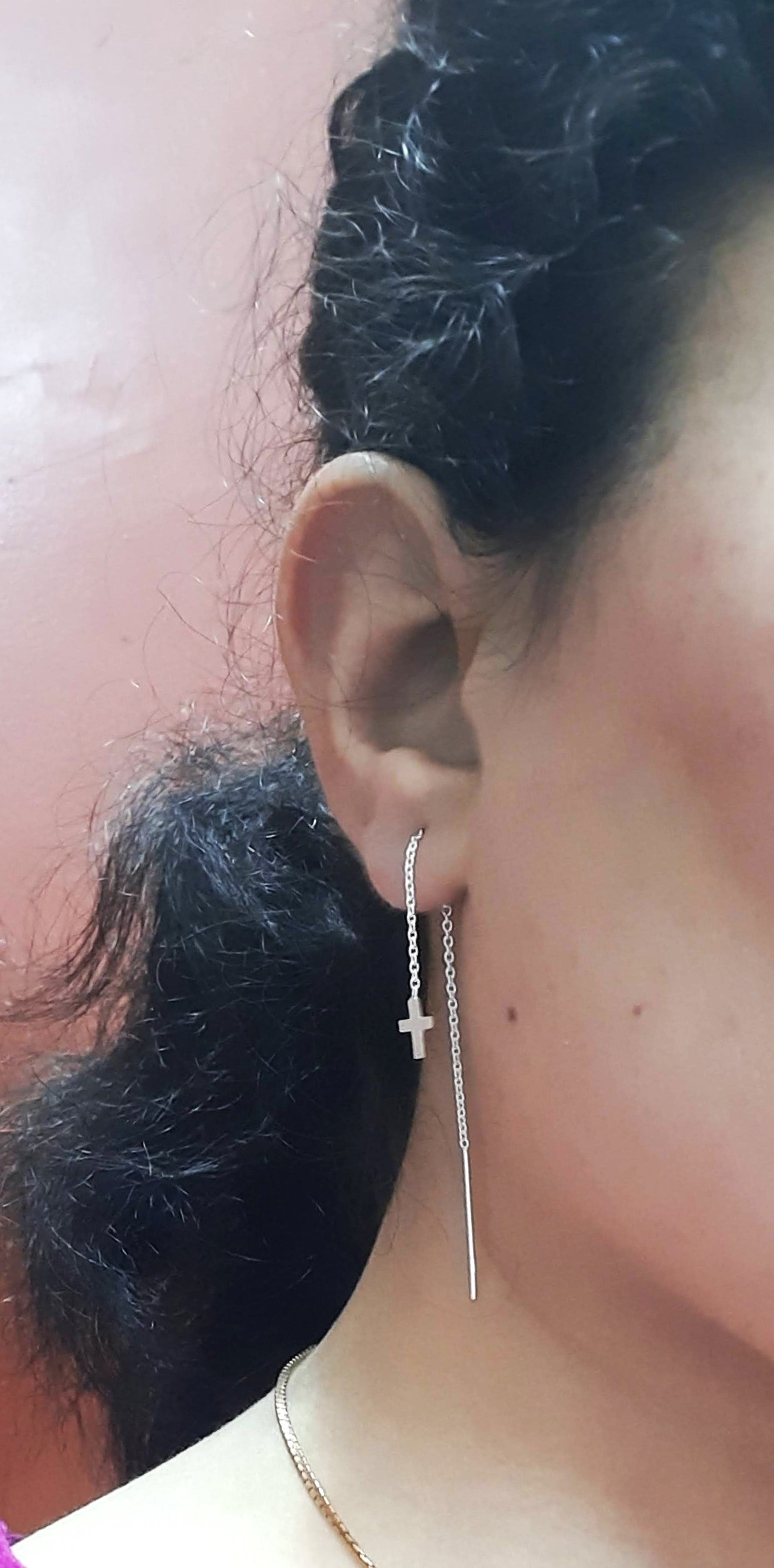 92.5 silver cross sui dhaga earings | Allure Trinkets