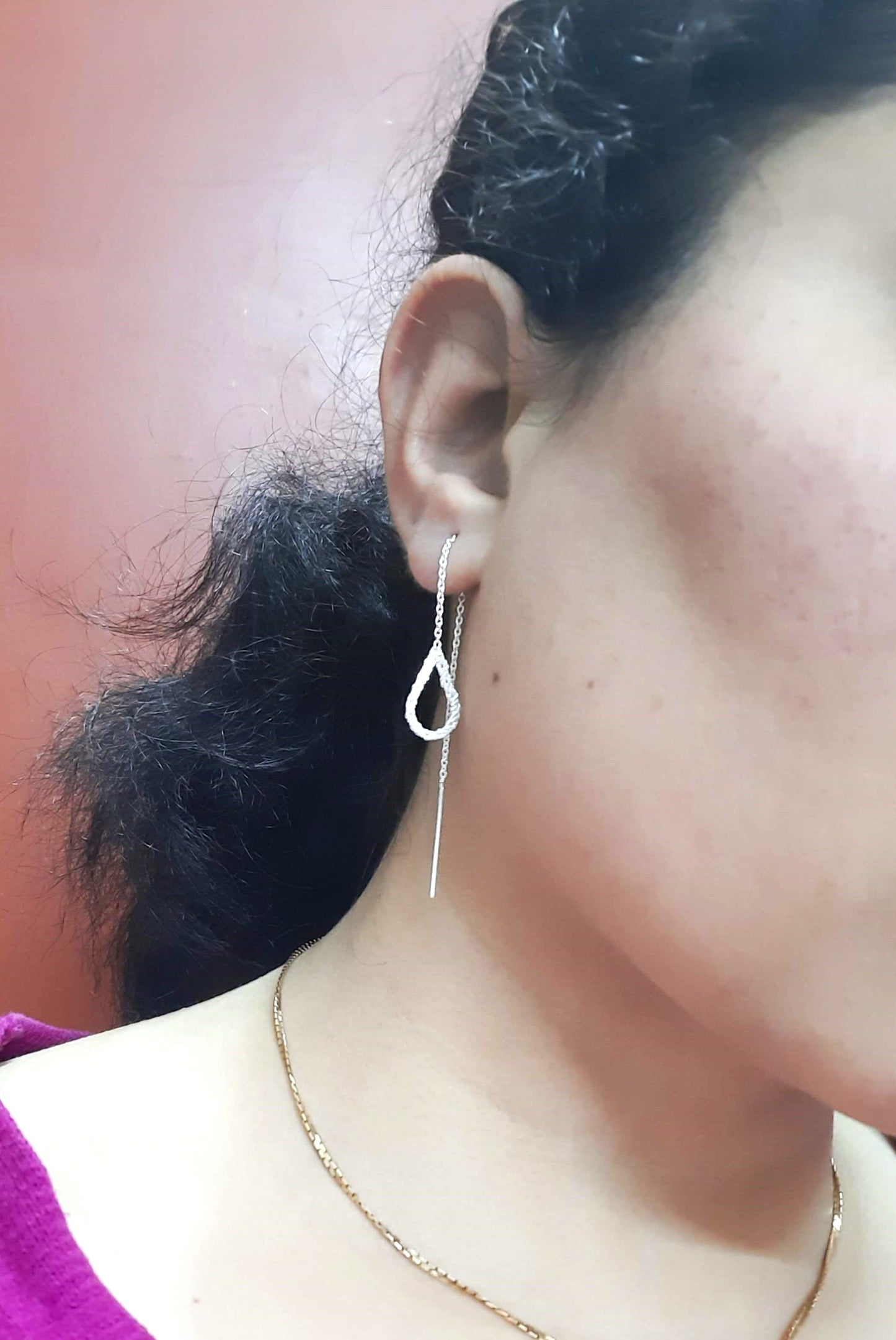 92.5 silver drop sui dhaga earings | Allure Trinkets