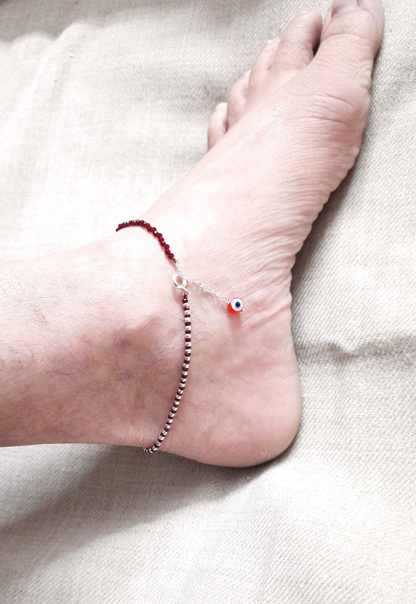 silver evils eyes anklet for women | Allure Trinkets