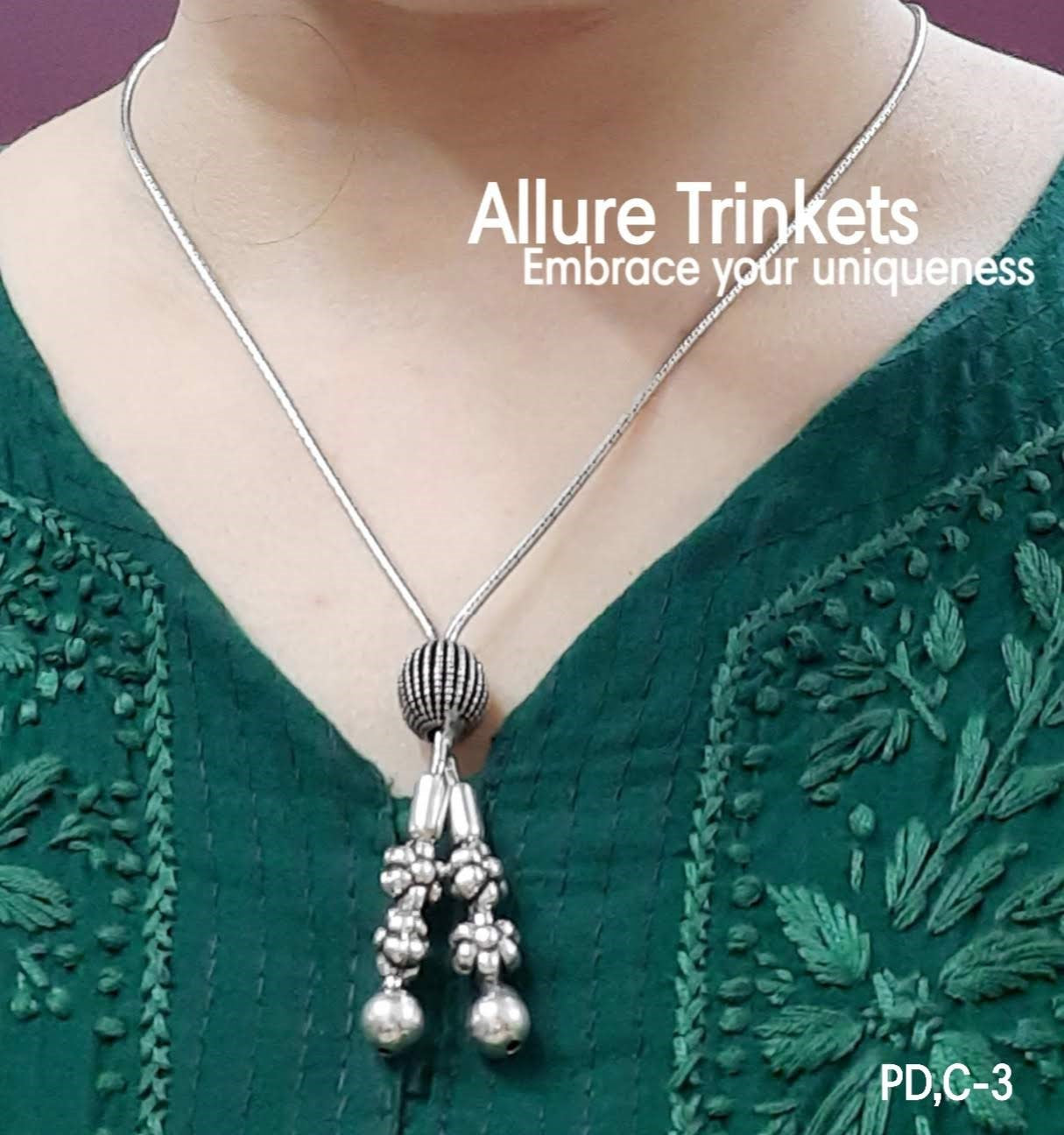 92.5 silver oxidized Ball floral Neckpiece | Allure Trinkets