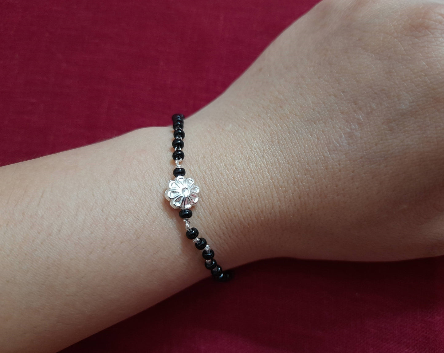 92.5 silver floral mangalsutra bracelet