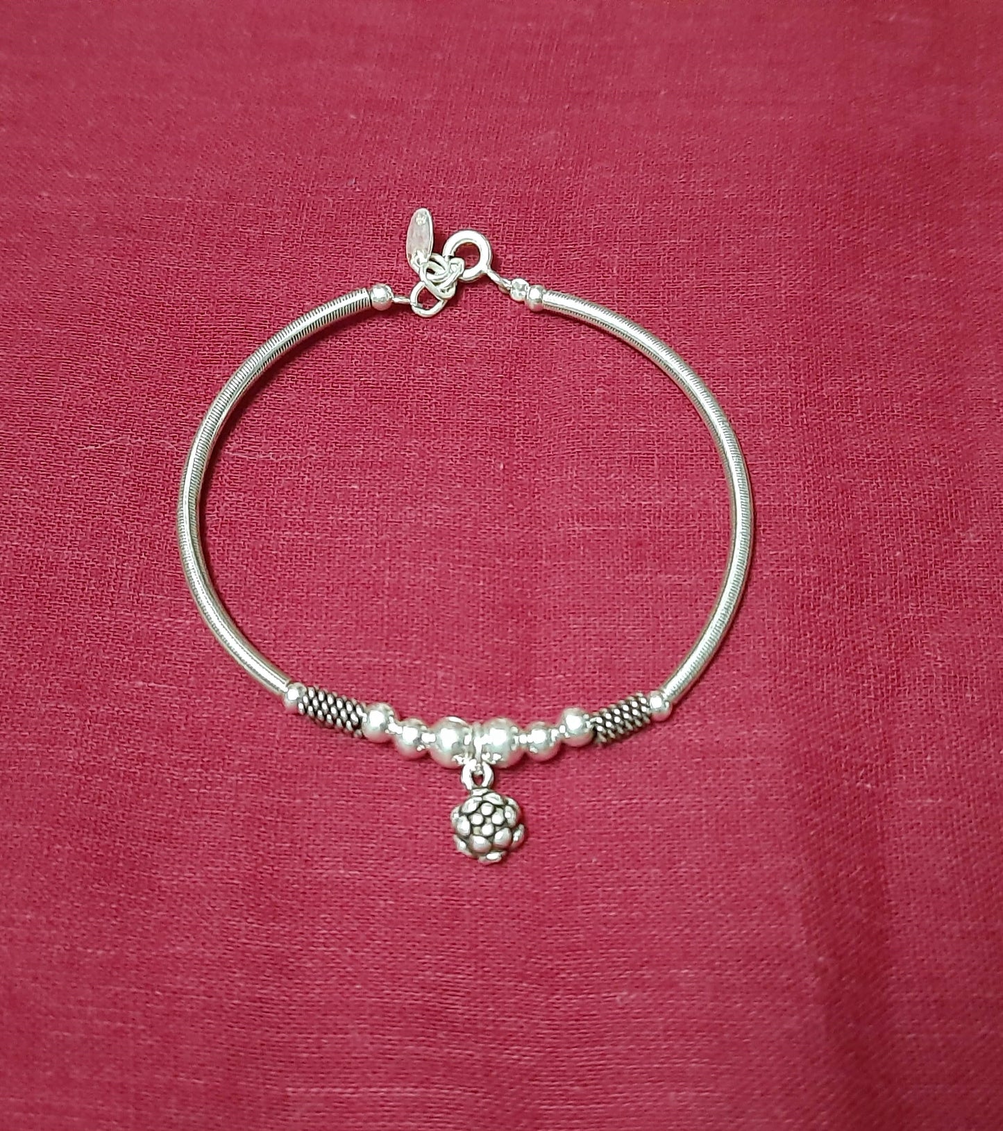 Hallmarked 92.5 Pure Silver Fora Floral Oxidized Kara Bracelet
