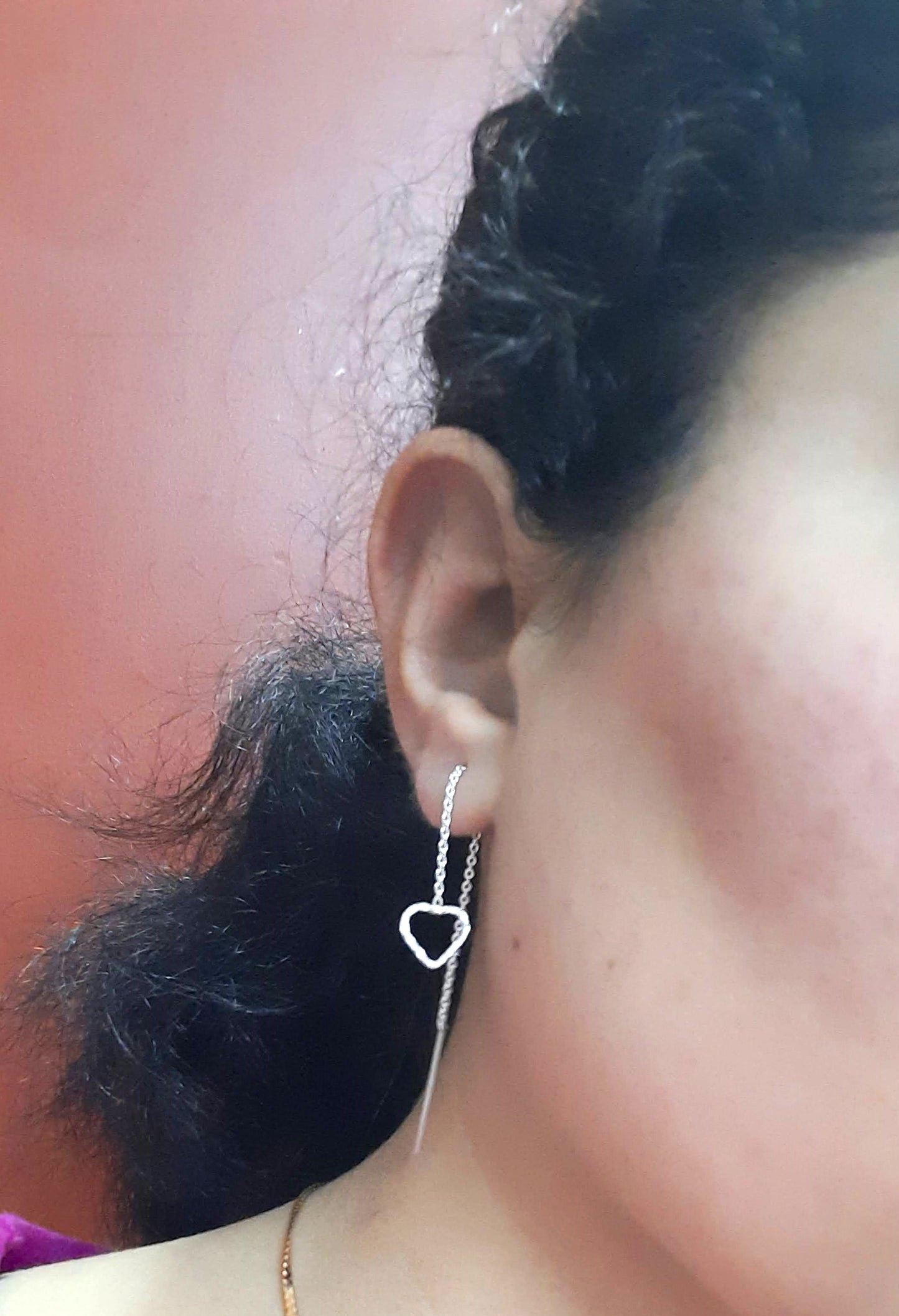 92.5 silver heart sui dhaga earings