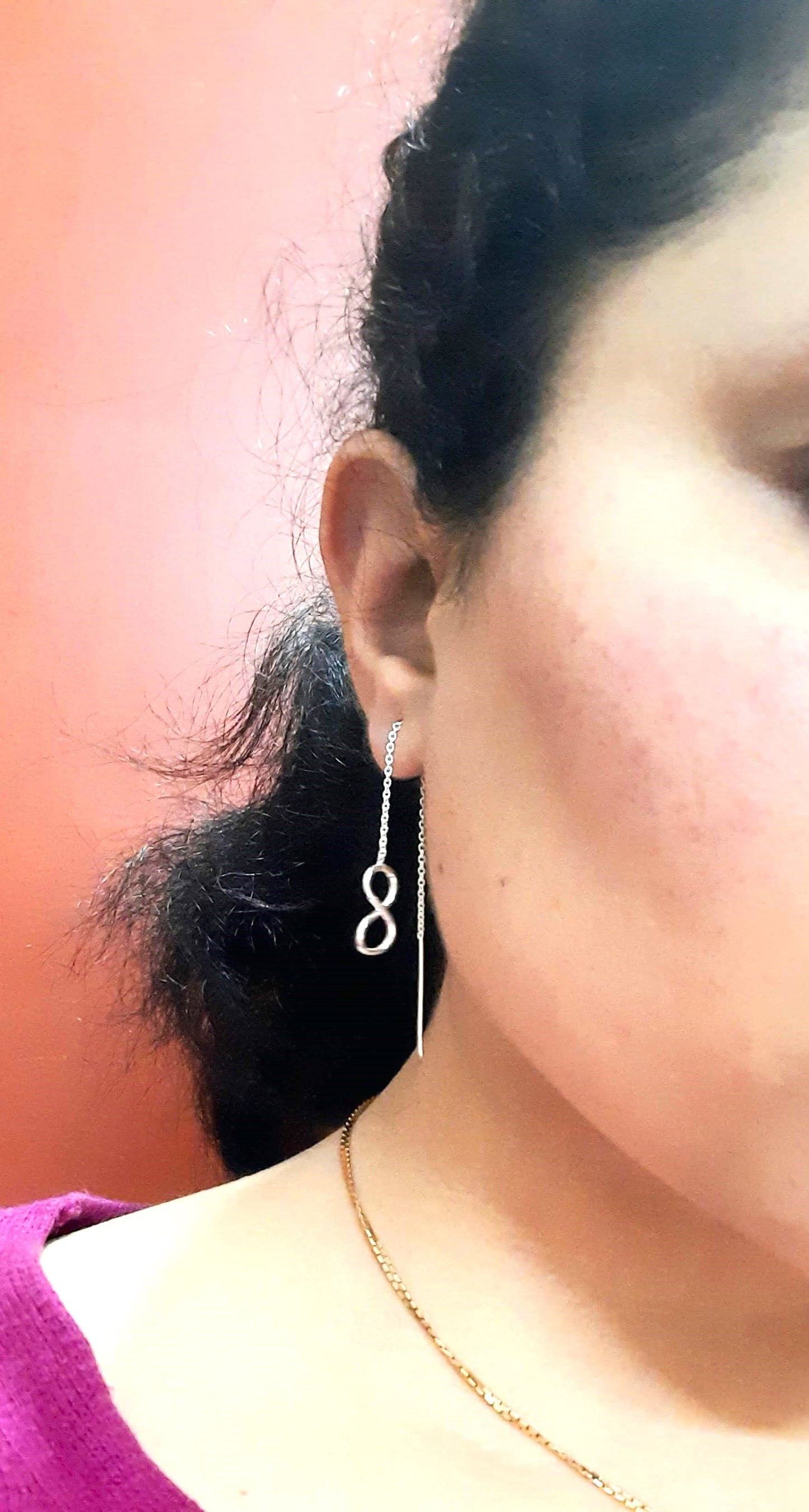92.5 silver infinite sui dhaga earings | Allure Trinkets