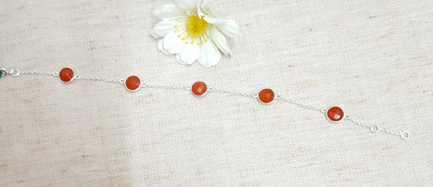 Hallmarked 92.5 Pure Silver AbhiNav Orange Chain Bracelet