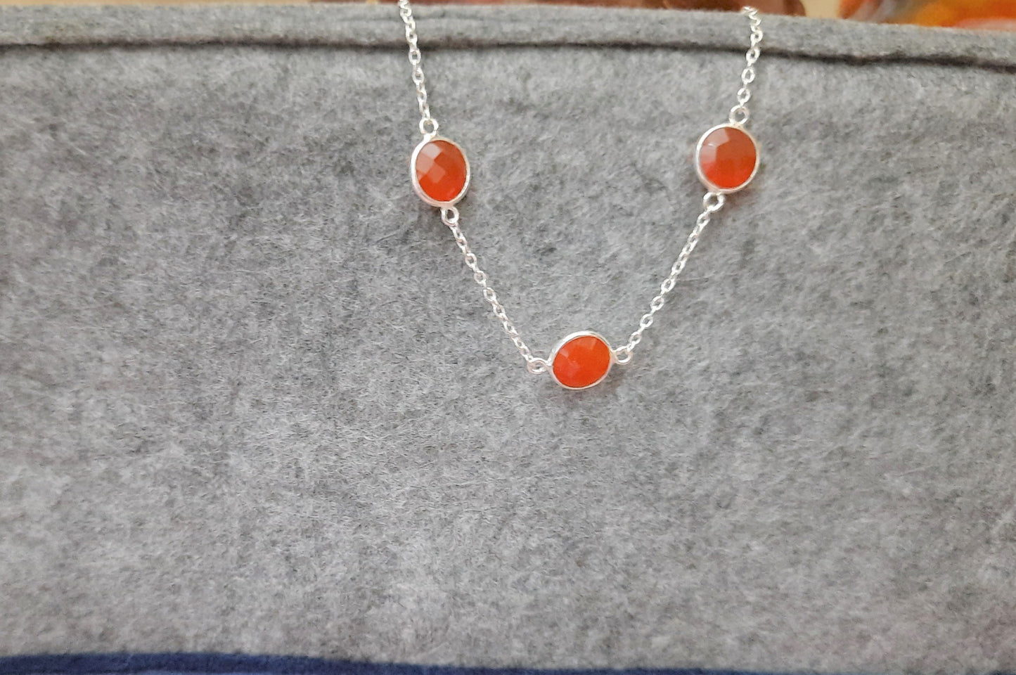 Hallmarked 92.5 Pure Silver AbhiNav Orange Chain Bracelet