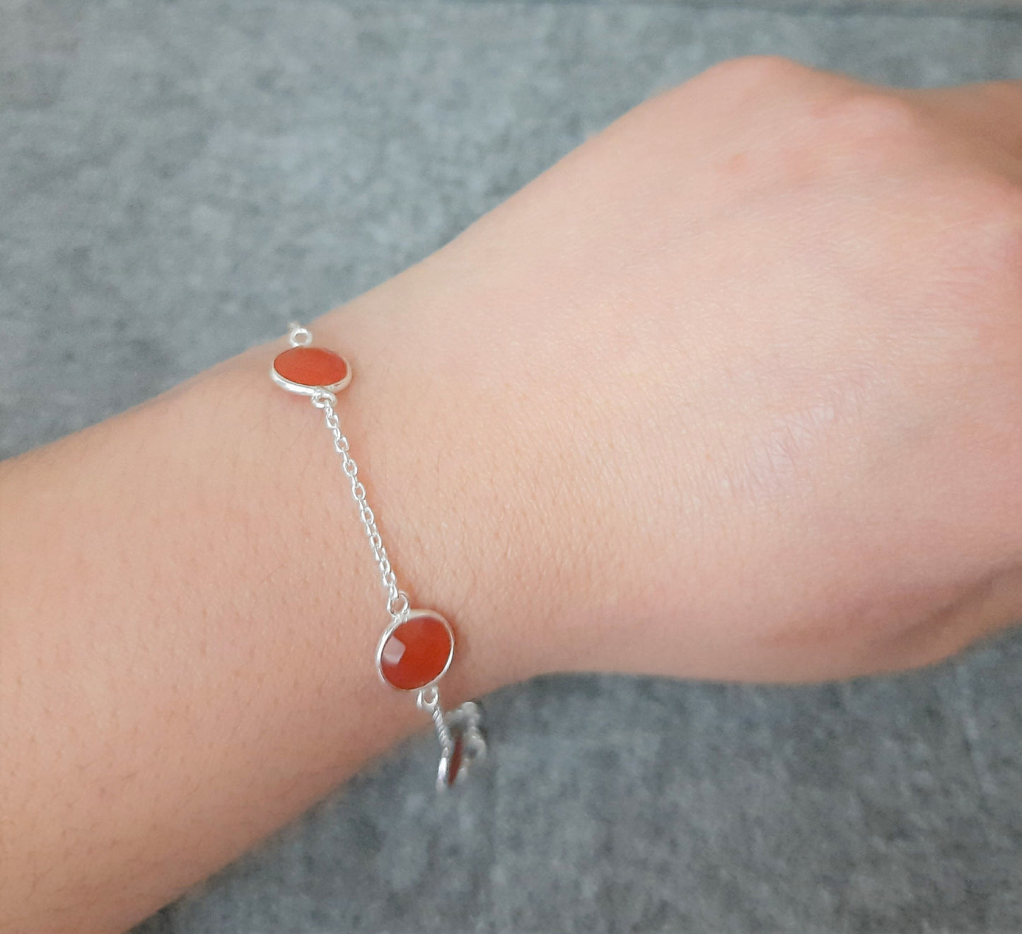 Hallmarked 92.5 Pure Silver AbhiNav Orange Chain Bracelet