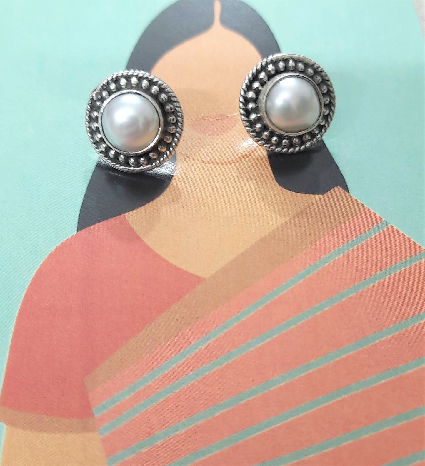 92.5 silver pearl earings