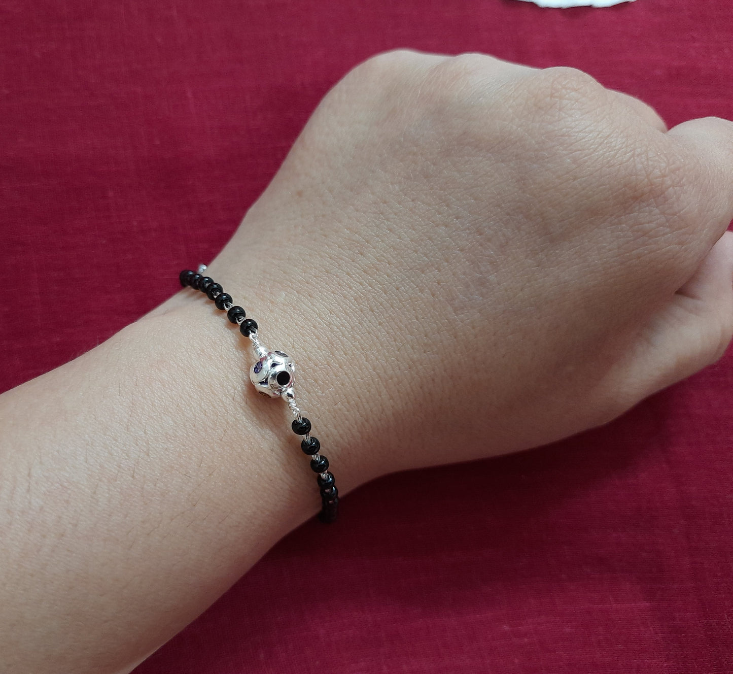 92.5 silver yellow ball mangalsutra bracelet