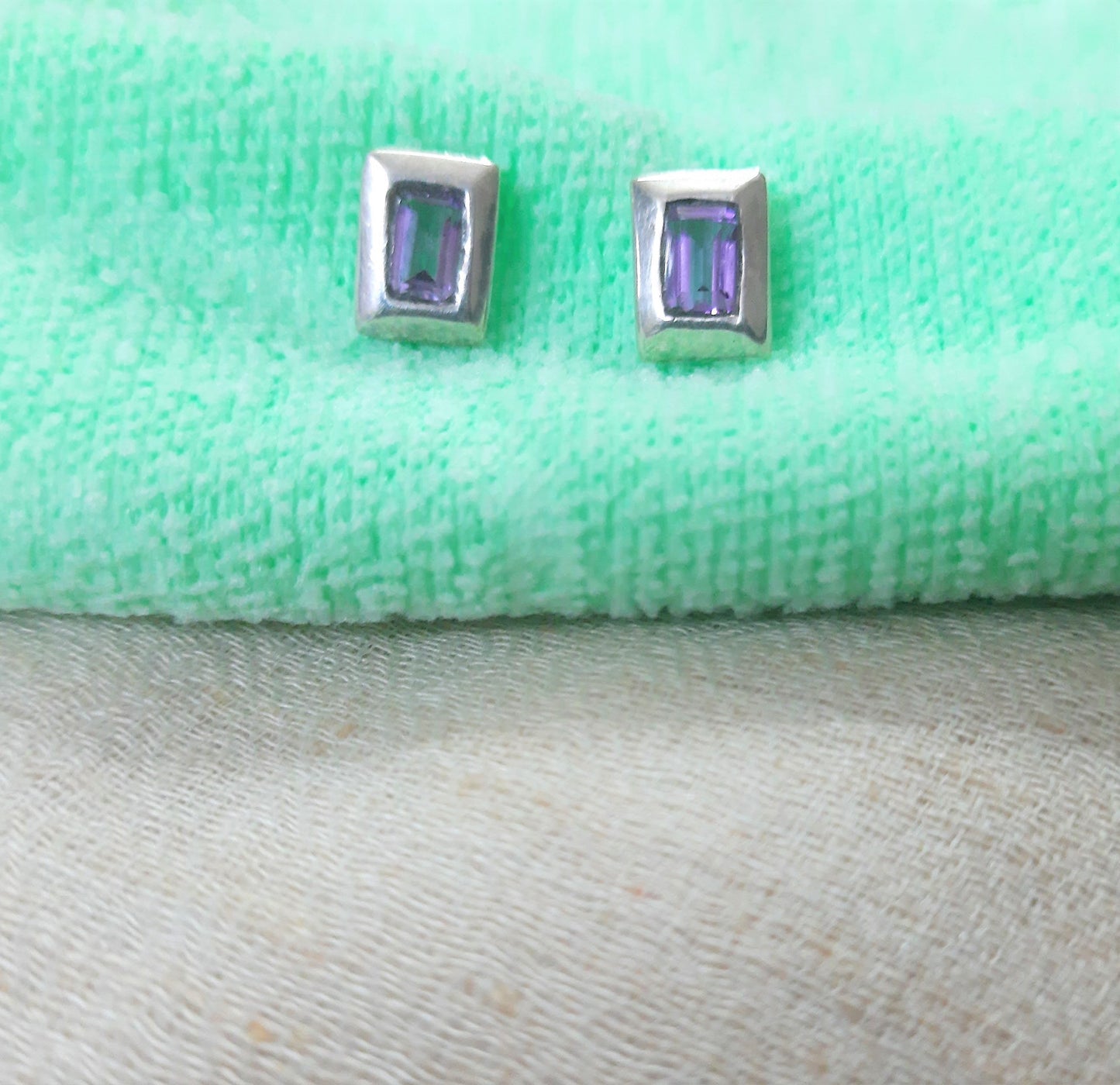 Hallmarked 92.5 Pure Silver Trina Purple Studs Earings