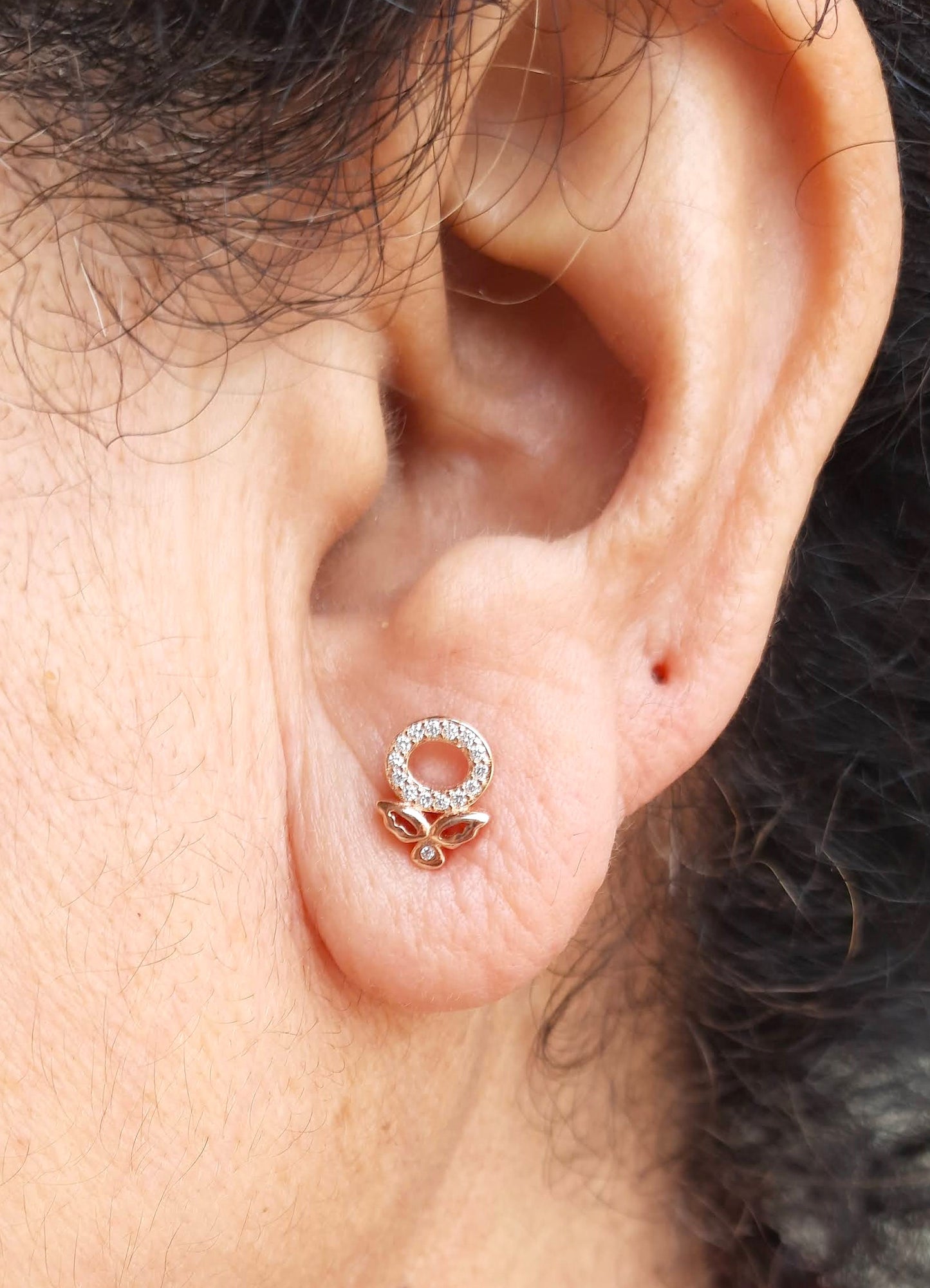 Hallmarked Pure 92.5 Silver Aria Rose Gold AD Apple Earings