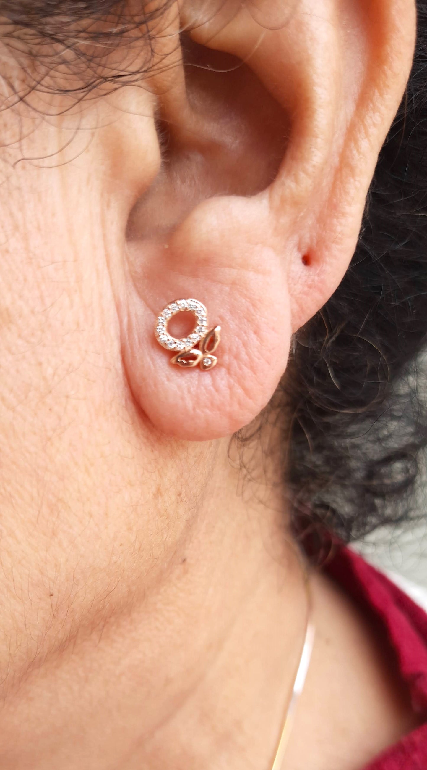 Hallmarked Pure 92.5 Silver Aria Rose Gold AD Apple Earings