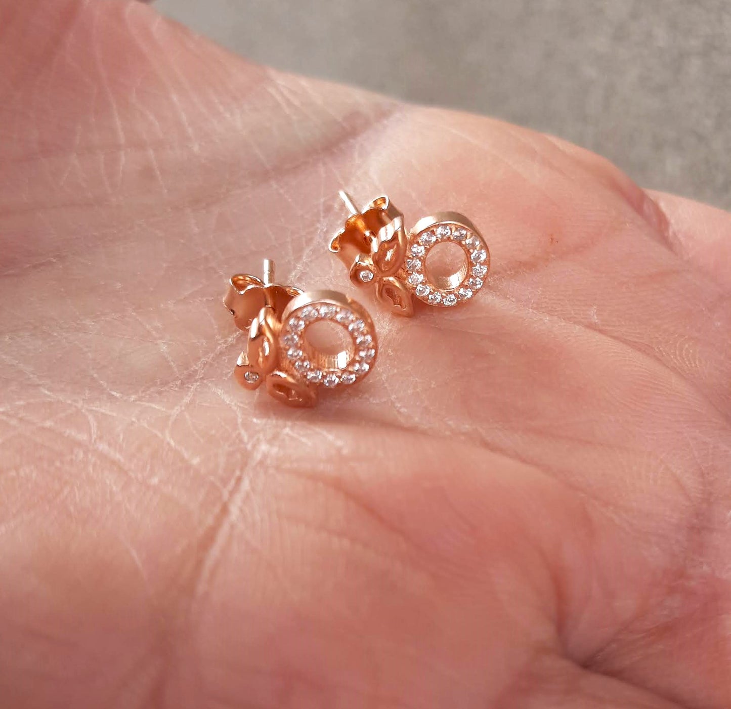 Hallmarked Pure 92.5 Silver Aria Rose Gold AD Apple Earings