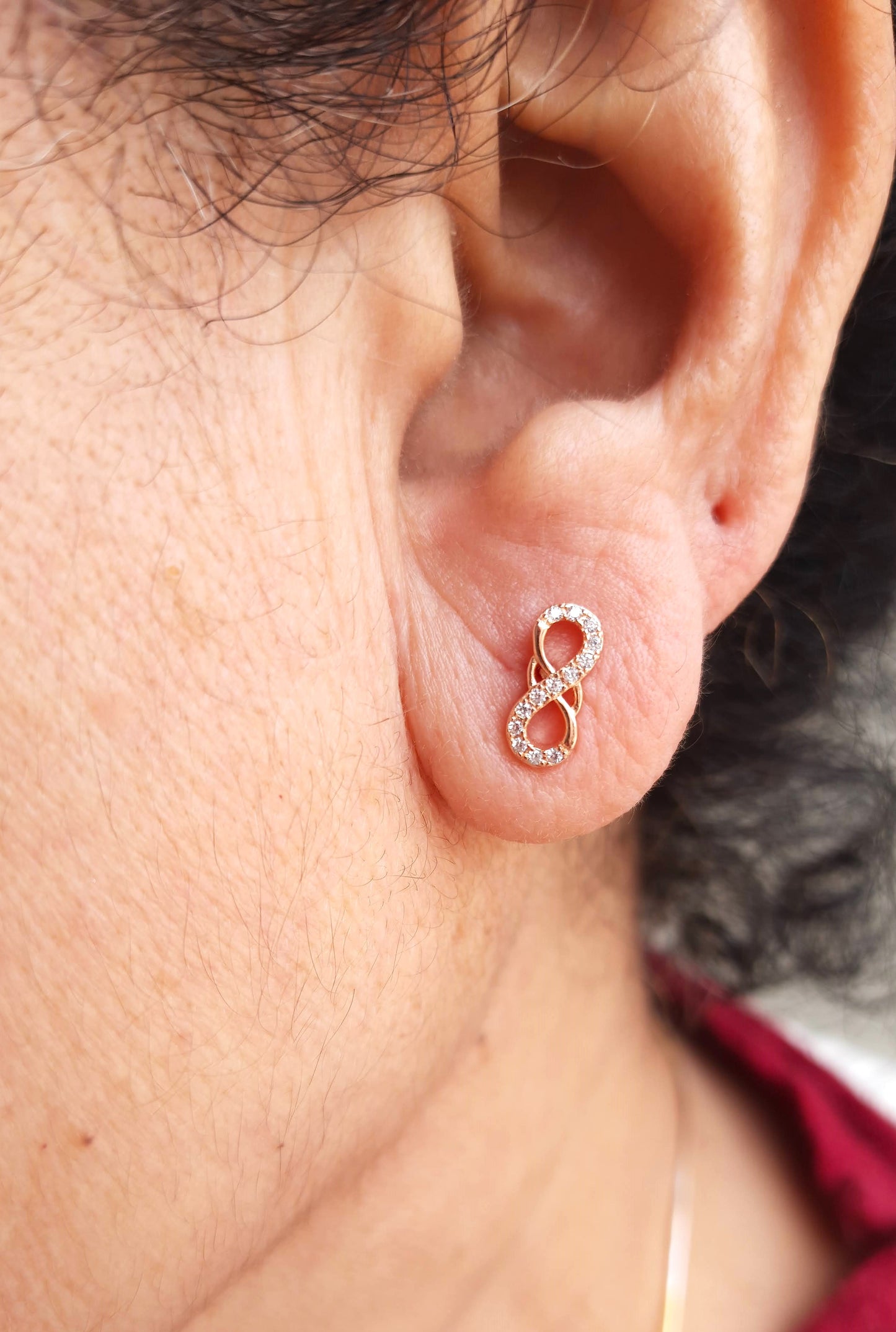 92.5 Silver Aria Rose Gold AD Infinite Earings
