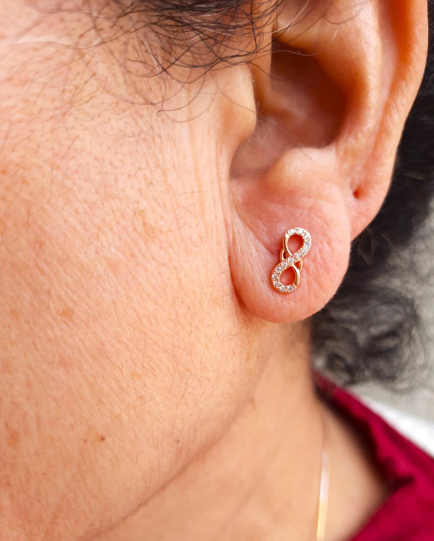 92.5 Silver Aria Rose Gold AD Infinite Earings