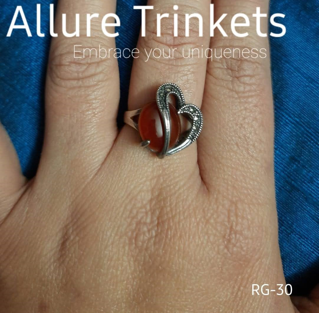 Hallmarked 92.5 Pure Silver DaNa Floral Heart Macra Ring