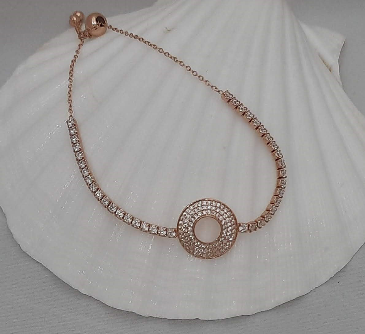 92.5 Silver Rose Gold Zircon Round Bracelet | Allure Trinkets