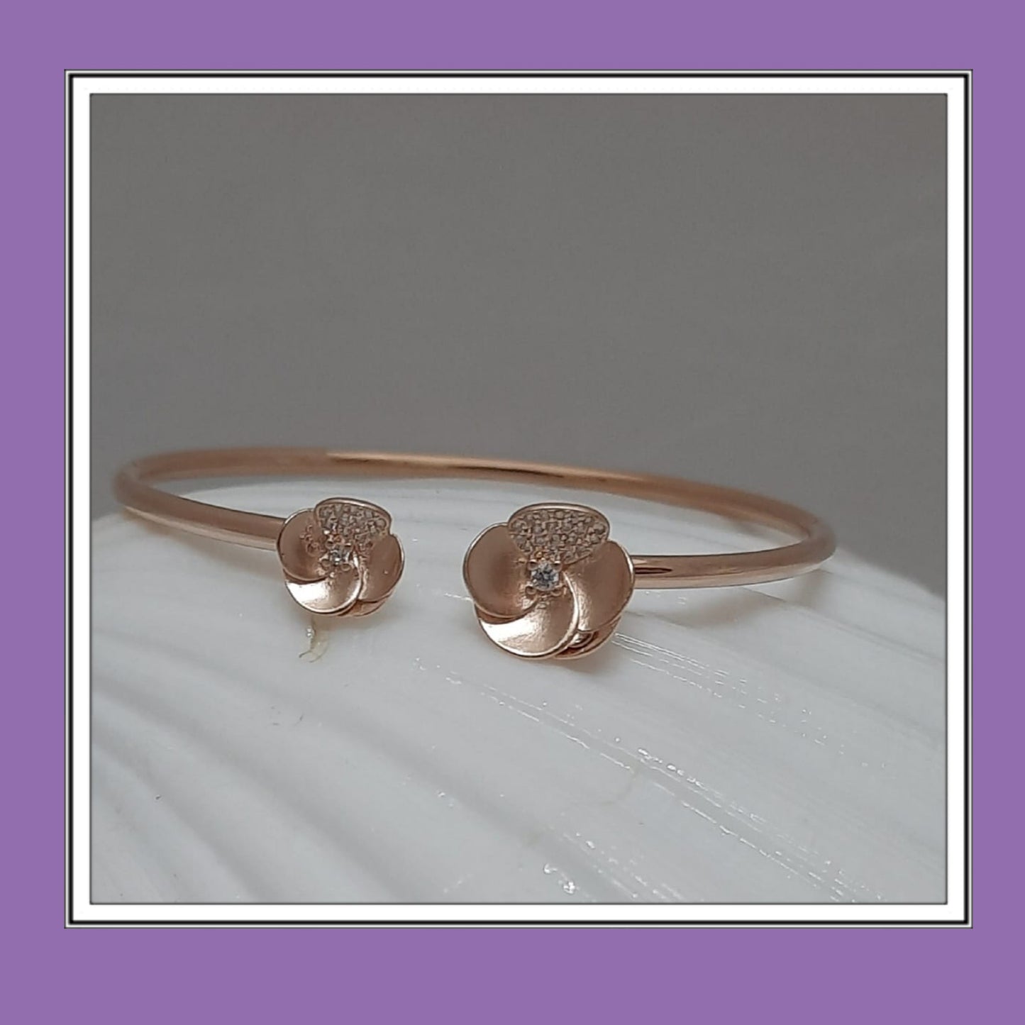Hallmarked 92.5 Silver Ziya Rose Gold Zircon Daisy Bracelets