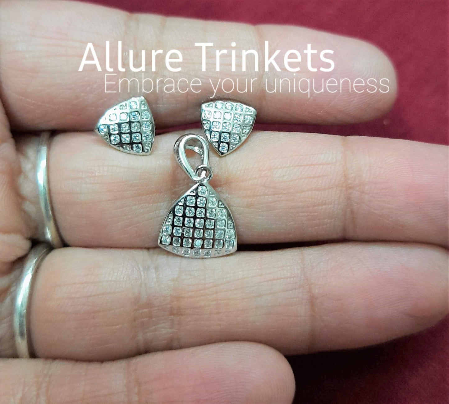 92.5 silver zircon pendant set