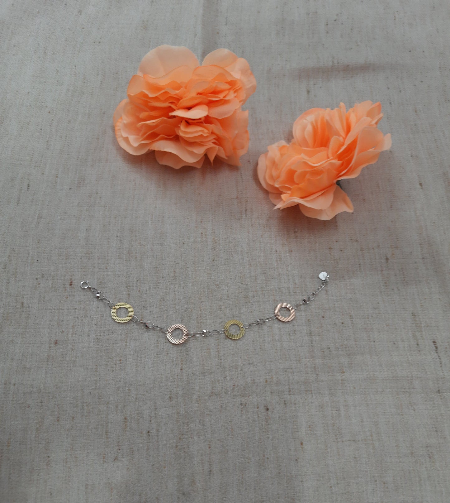 92.5 Silver Rosegold Golden Round Bracelet