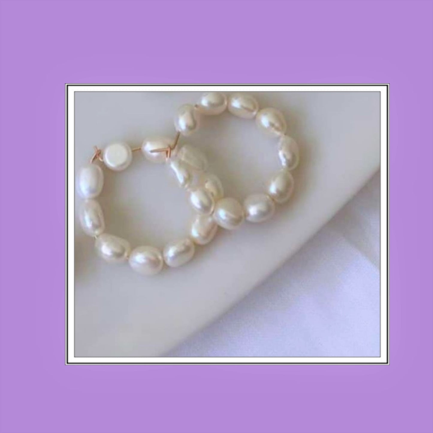 92.5 Pure Silver Rupa White Pearl Hoops