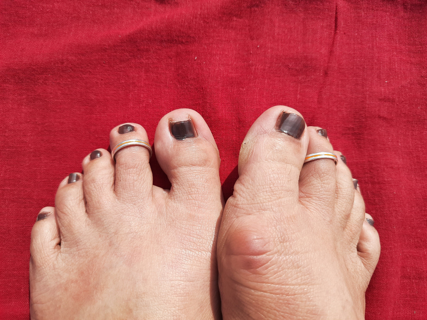 92.5 silver orange toe rings