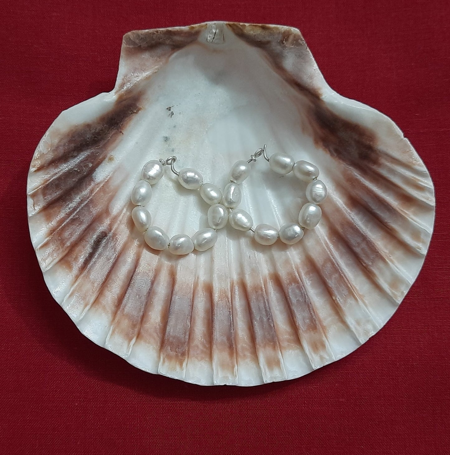 92.5 Pure Silver Rupa White Pearl Hoops