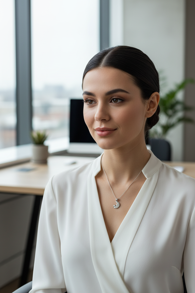 92.5 Sterling Silver moon Necklace | AllureTrinkets 