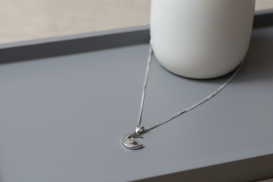 92.5 silver zircon moon heart Necklace | Allure Trinkets
